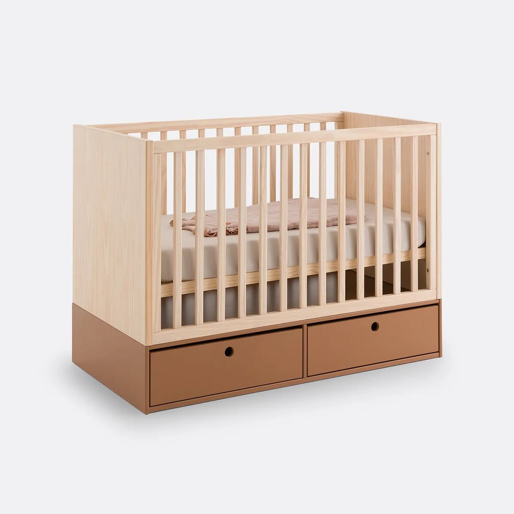 Babybed in grenen met opberglades, Bloky