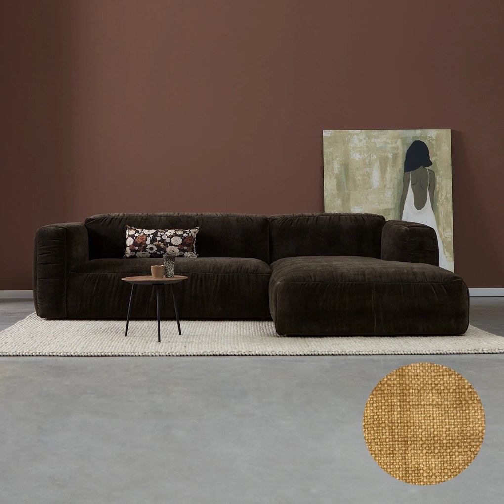 Beige Hoekbank Met Chaise Longue Rechts