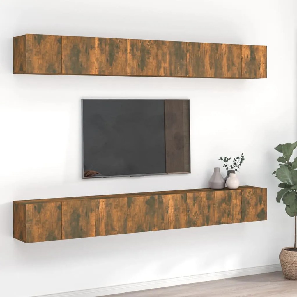 vidaXL Tv-meubelen 8 st 60x30x30 cm bewerkt hout gerookt eikenkleurig