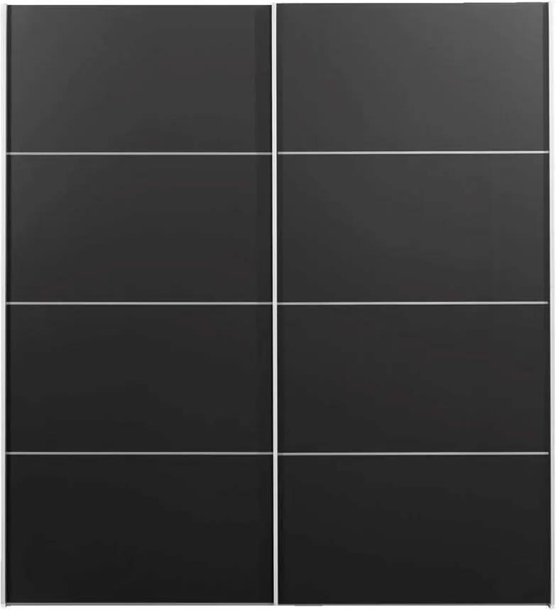 Schuifdeurkast Verona wit - zwart - 200x182x64 cm - Leen Bakker