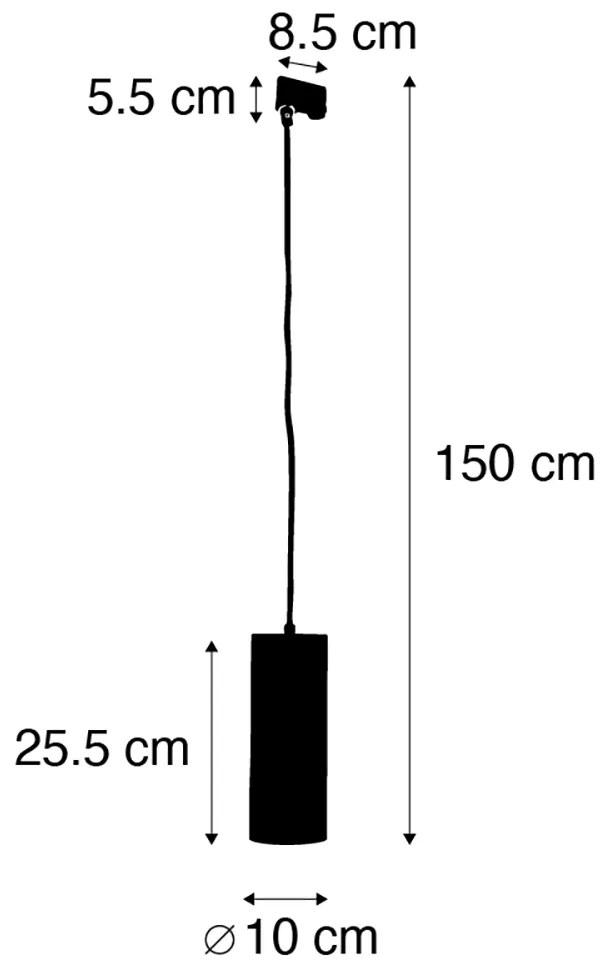 Design hanglamp donkerbrons incl. rail adapter 3-fase - 3-Phase Tubo