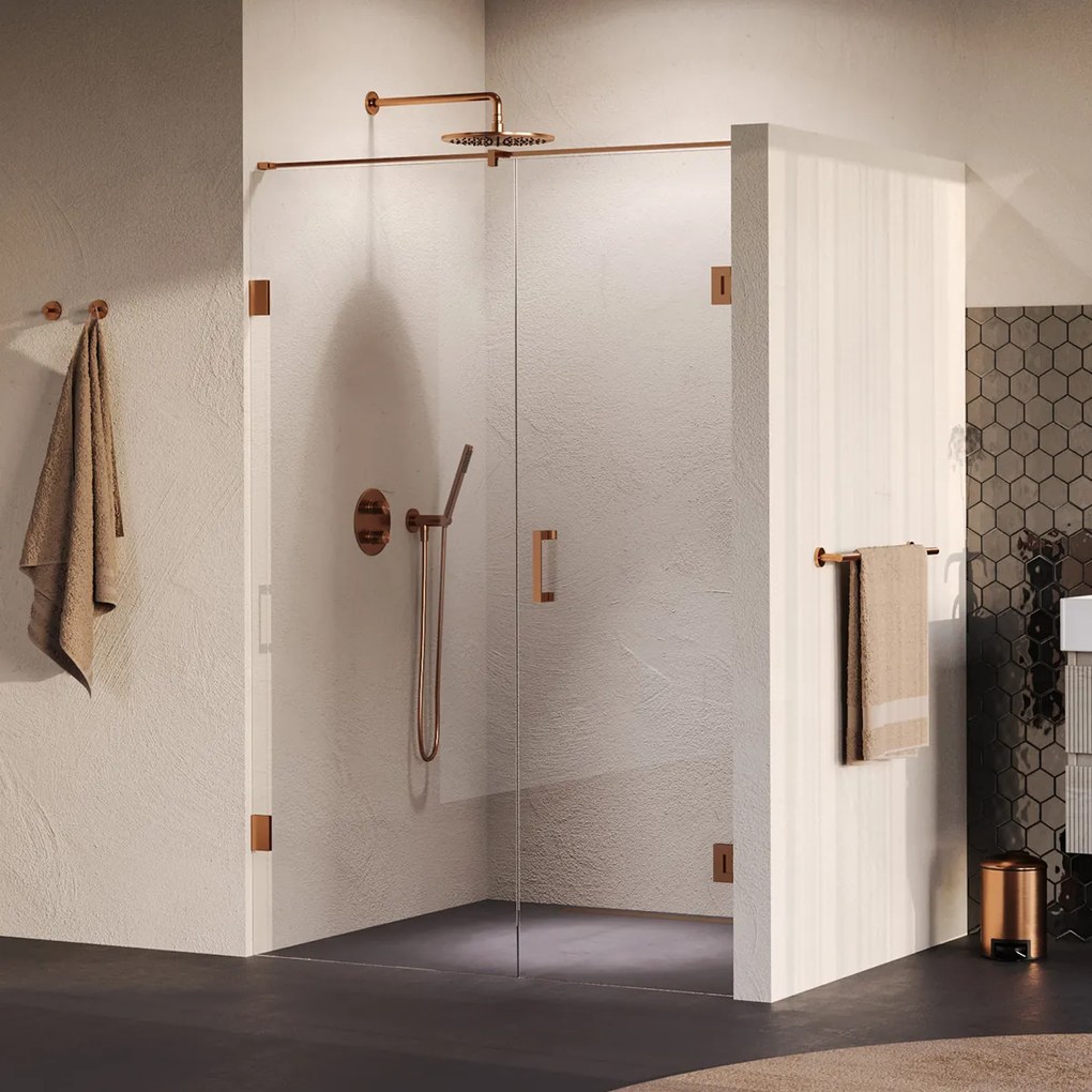 Brauer Void profielloze nisdeur 130cm met draaideur 60cm aan muur koper geborsteld PVD