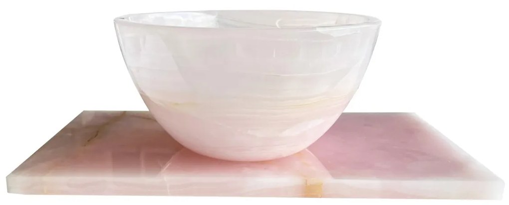 Fontana Pink Onyx Micro Marble toiletmeubel met ribbelfront 40cm wit mat