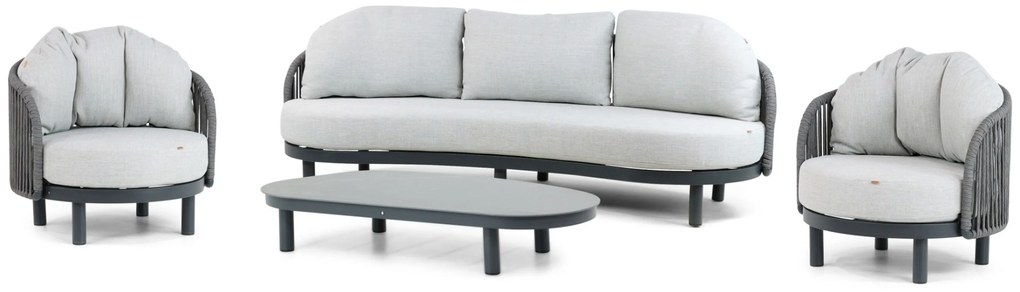 Stoel en Bank Loungeset 2 personen Aluminium/rope Grijs  Santika Furniture Santika