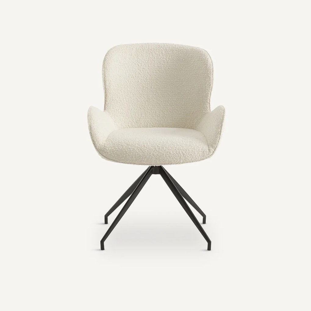 Draaiende tafelfauteuil, bouclé stof, Asyar