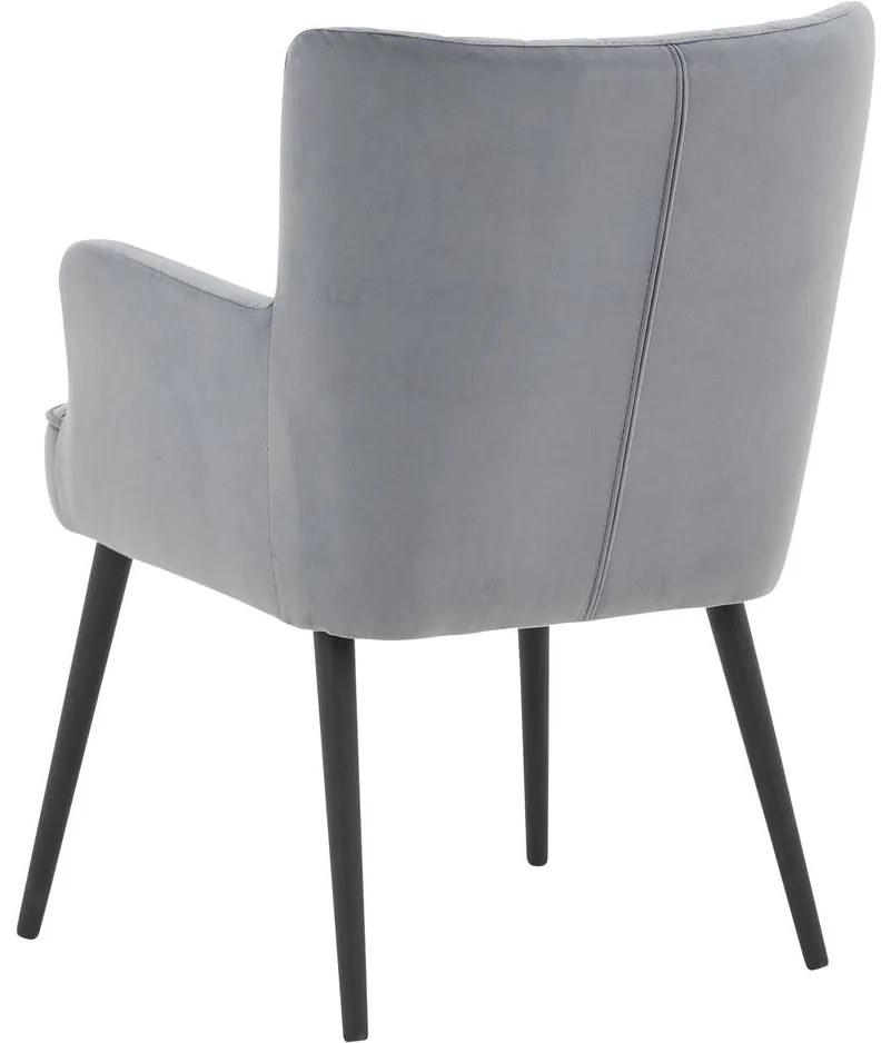 Goossens Eetkamerstoel Rob blauw velvet stof met armleuning, urban industrieel