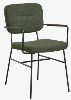 Set Van 4 Gestoffeerde Eetkamerstoelen Met Armleuningen Milih Leger Groen - Sklum
