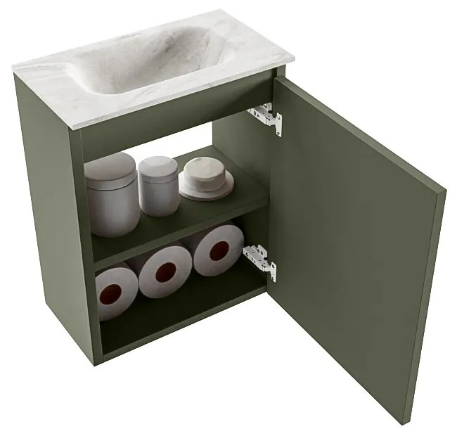 Mondiaz Ture DLux toiletmeubel 40cm army met wastafel ostra midden zonder kraangat