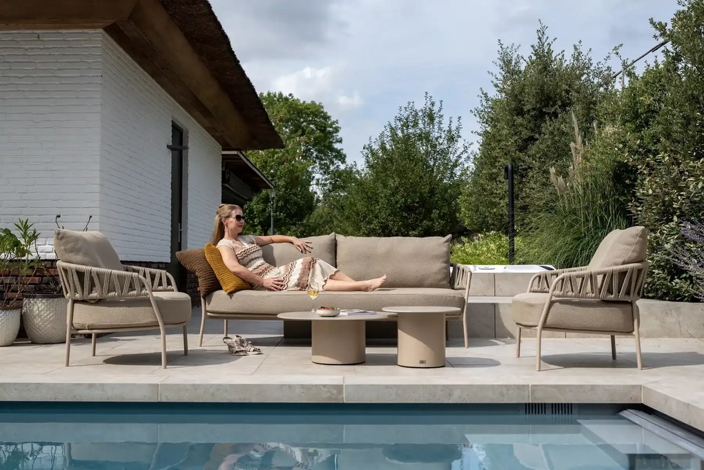 Taste by 4 Seasons Calma 3-zits loungebank latte Loungebank   taupe weerbestendig