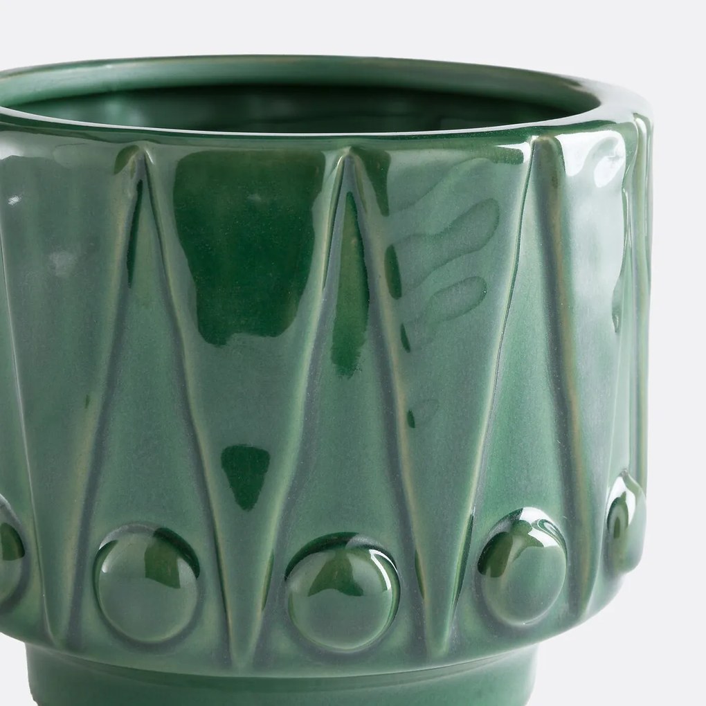 Bloempot van reliëfkeramiek, diameter 15 cm, KYRIA