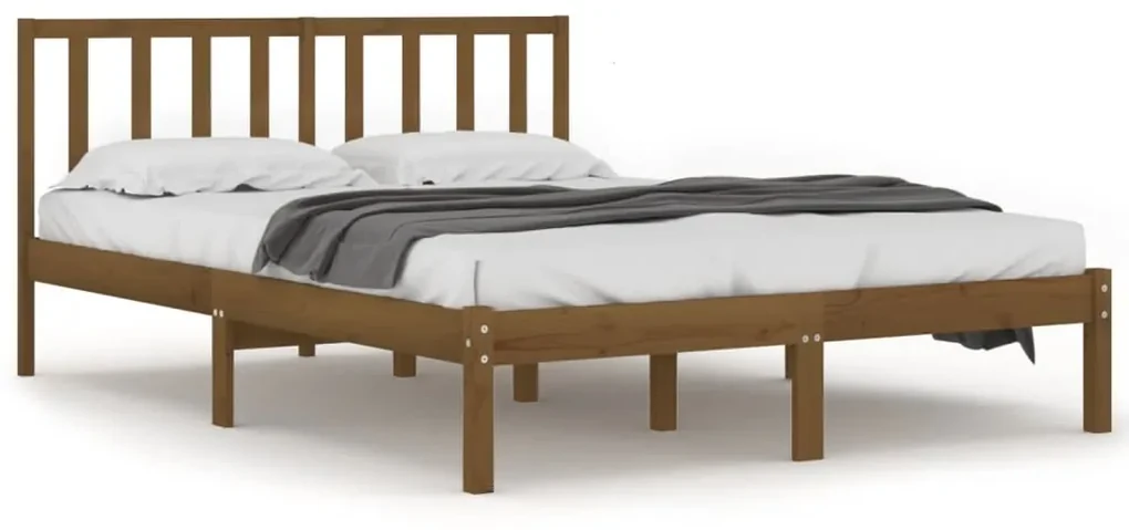 vidaXL Bedframe massief grenenhout honingbruin 140x190 cm
