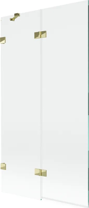 Mexen Lunar badscherm met 2 vleugels links 100 x 150 cm, transparant, goud - 897-100-100-50-00-L