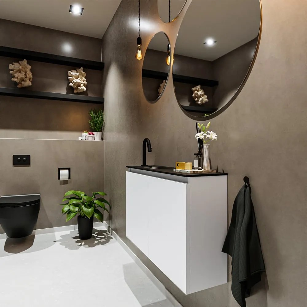 Mondiaz Ture 80cm toiletmeubel talc met wastafel urban links 1 kraangat