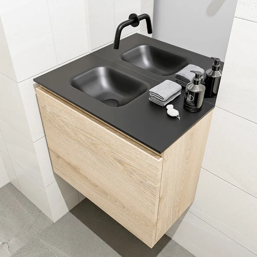 Mondiaz Olan 60cm toiletmeubel washed oak met wastafel urban links geen kraangat