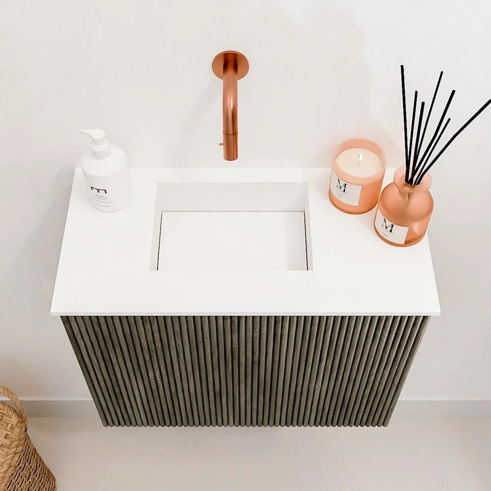 Mondiaz Joya 50cm toiletmeubel shadow met wastafel faye links zonder kraangat talc