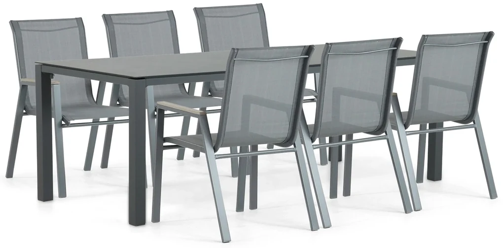 Tuinset 6 personen 220 cm Aluminium/textileen Grijs Domani Furniture Verde/Mateo