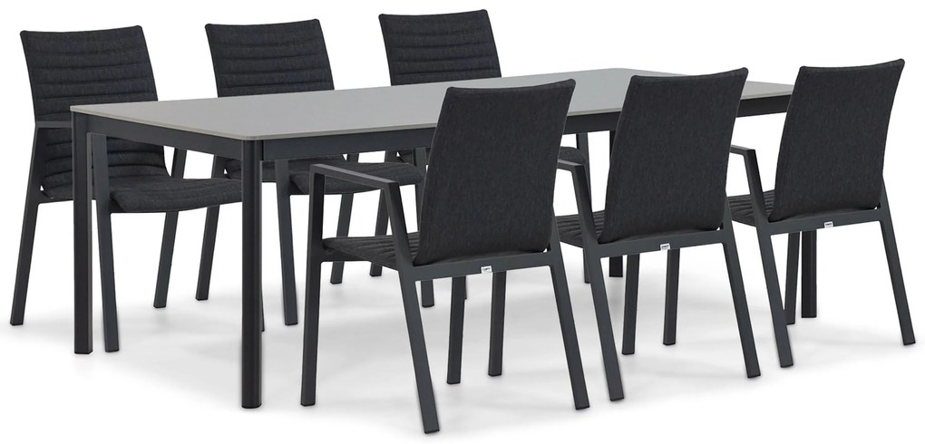 Tuinset 6 personen 220 cm Aluminium/textileen Grijs Osmen Joliet/Como
