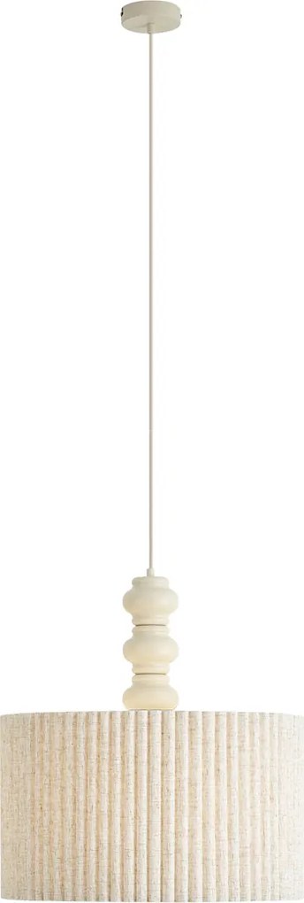 Japandi hanglamp beige met linnen kap 50cm - Fedde