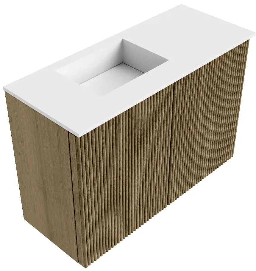 Mondiaz Joya 60cm toiletmeubel dusk met wastafel faye links 1 kraangat talc