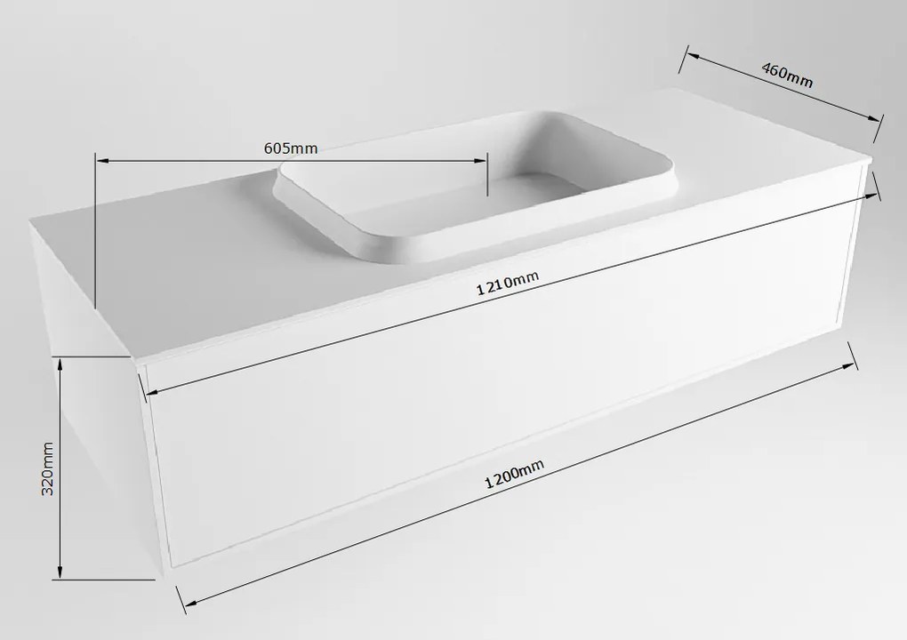 Mondiaz Erin 120cm badmeubel Clay met 1 lade en zwarte wastafel midden zonder kraangaten