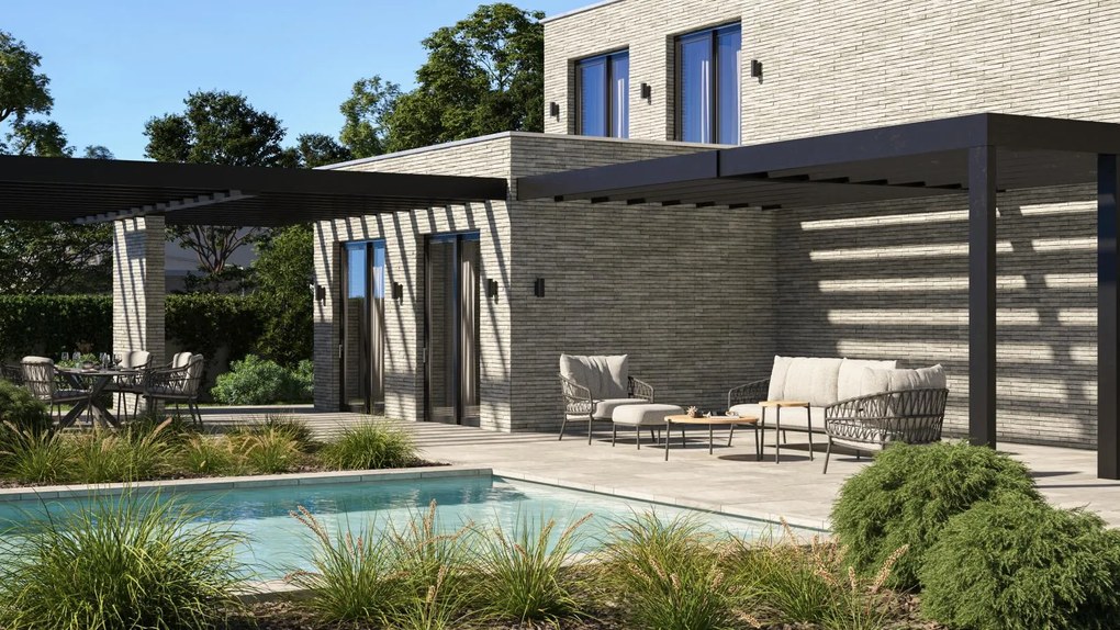 4 Seasons Outdoor Calpi loungeset met Yoga tafels Tuinbank antraciet weerbestendig