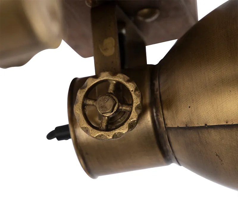 Plafondlamp brons 2-lichts met hout - Mangoes