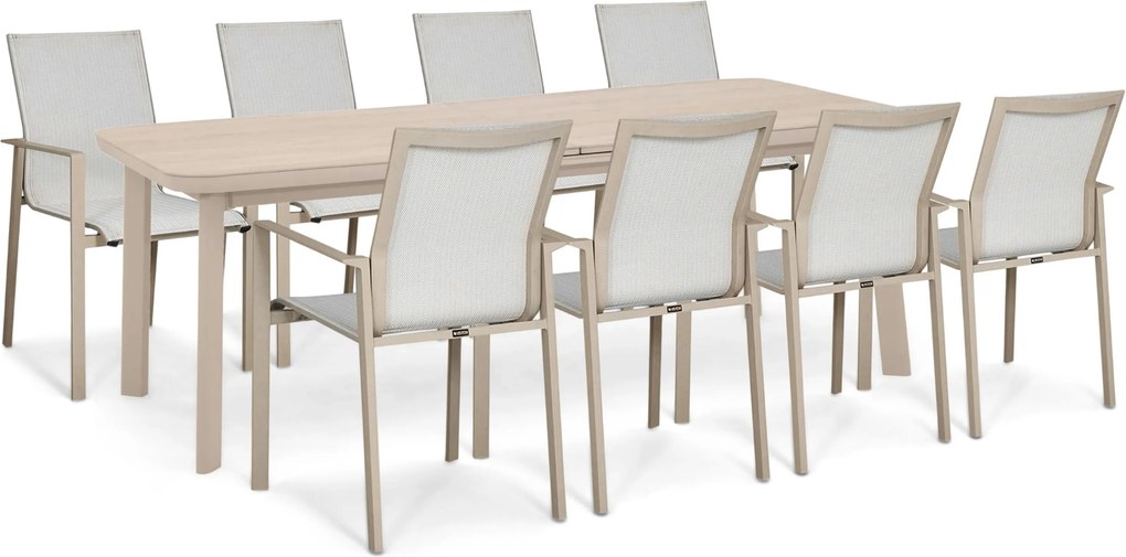 Tuinset 8 personen 220 cm Aluminium Zand/Beige Lifestyle Garden Furniture Timo/Primo