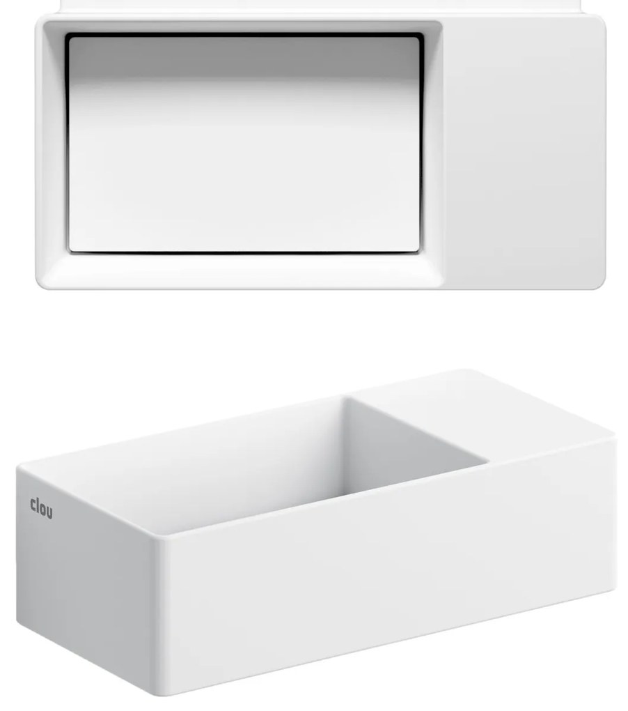 Clou New Flush 3 fontein solid surface 35cm met afvoerplaat rechts wit mat