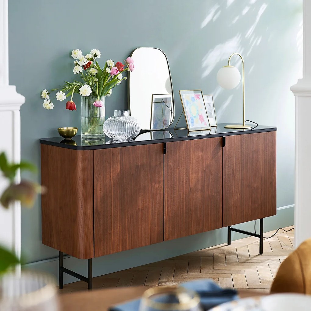 Buffetkast 3 deuren, fineer notenhout, Helina