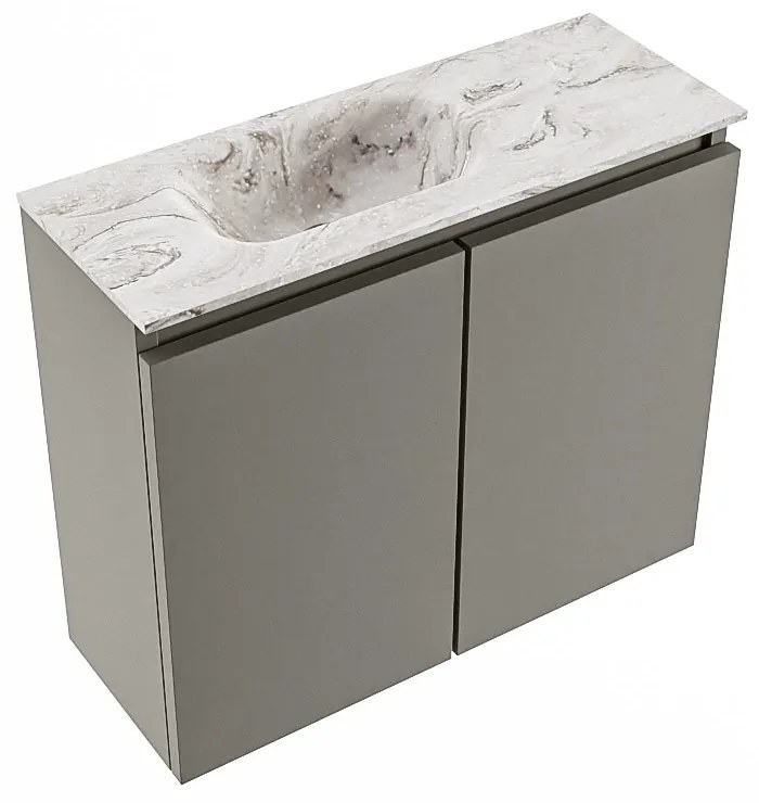 Mondiaz Ture DLux toiletmeubel 60cm smoke met wastafel glace links zonder kraangat