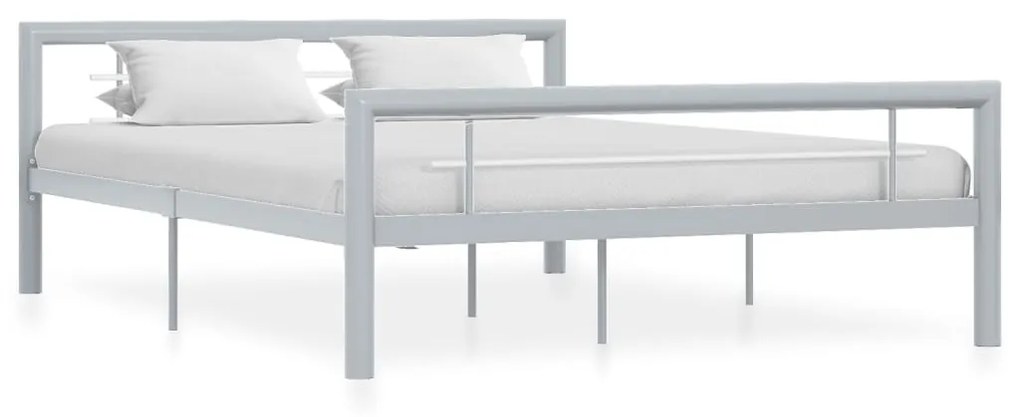 vidaXL Bedframe metaal grijs en wit 120x200 cm