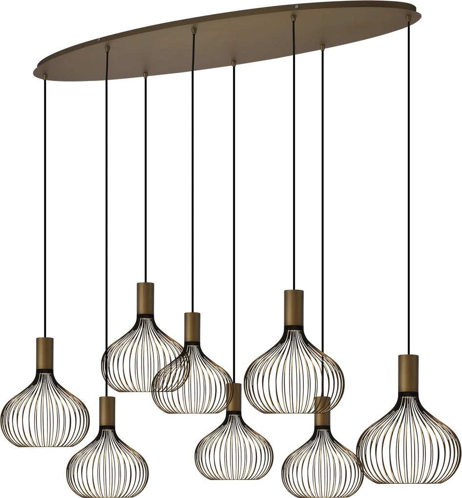 Isabel 8-lichts Hanglamp Zacht Brons