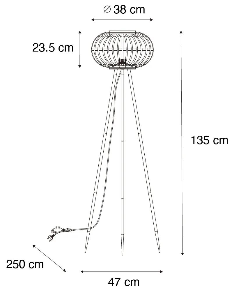 Oosterse tripod vloerlamp bamboe - AmiraOosters E27 rond Binnenverlichting Lamp