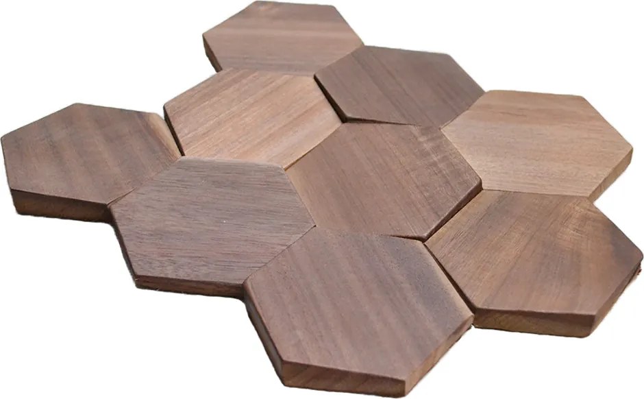 Houten Mozaïekpaneel | Walnoot Tropical | 26×30 cm | Hout | Tegel