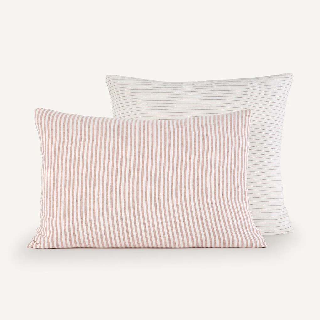 Kussensloop in geweven-geverfd gewassen linnen, Deutzia