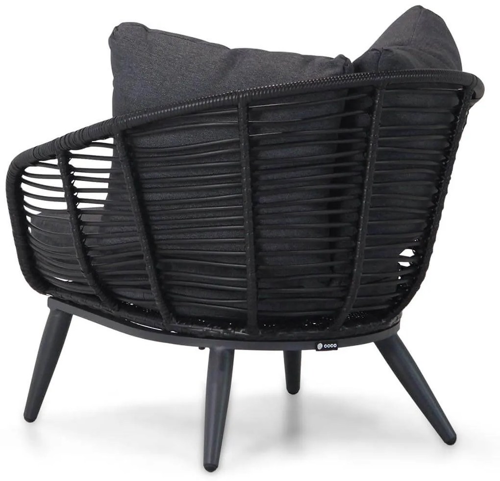 Stoel en Bank Loungeset 4 personen Aluminium/wicker Zwart  Coco Coco Leonardo