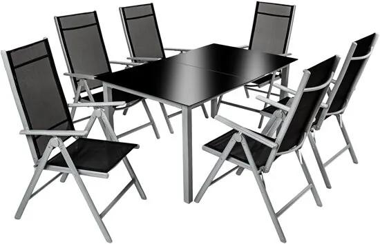 Tuinset 6+1 aluminium frame 6 stoelen en 1 tafel - lichtgrijs - 402167