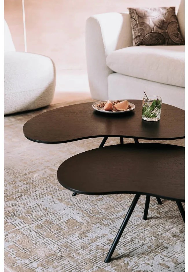 Goossens Salontafel Zyan organisch, hout eiken zwart, modern design, 58 x 33 x 50 cm