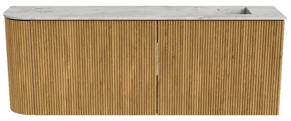 Mondiaz Joya DLux 110cm toiletmeubel ronding links oak met wastafel faye rechts 1 kraangat glace