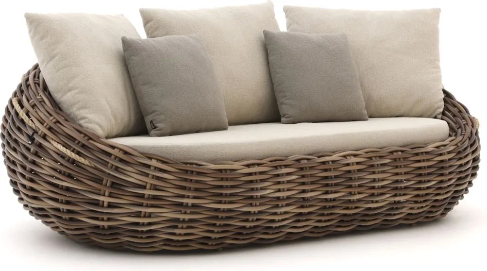 Loungebank Tuin Apple Bee  | Wicker (vlechtwerk) | 3 personen | Tuinbank Beige | 236cm | Incl. kussens | Kees Smit Tuinmeubelen