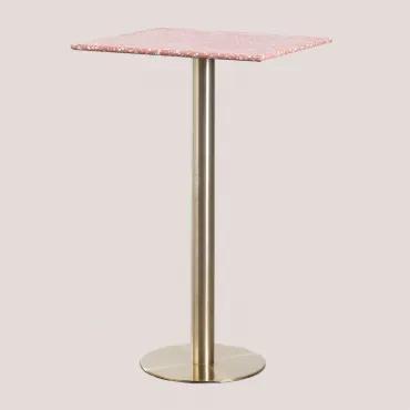 Vierkante hoge bartafel in terrazzo (60x60 cm) Malibu Roze -Dahlia & - Sklum