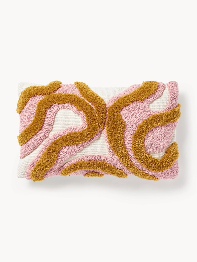 Handgetufte kussenhoes Jiri met getufte design