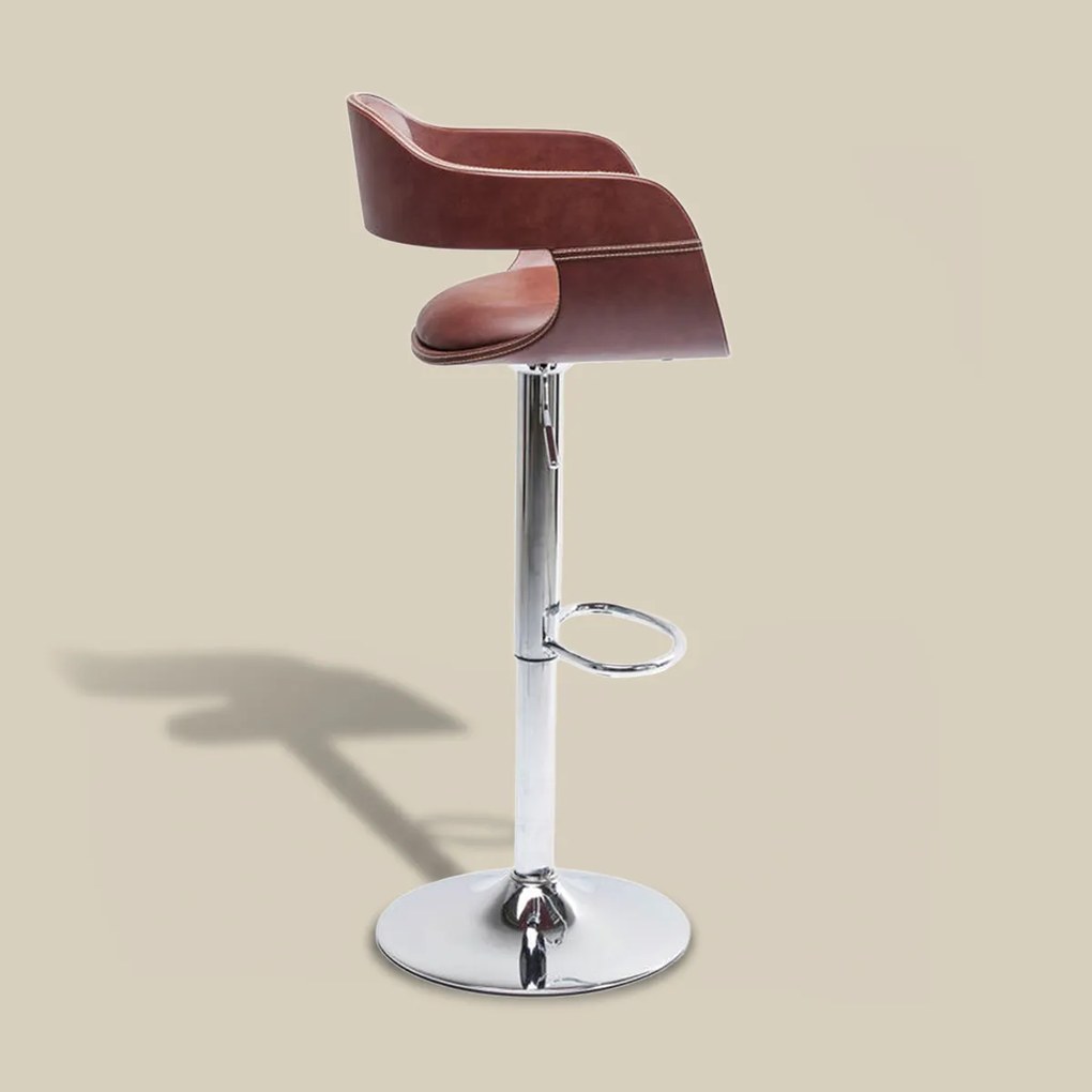 Retro Barkruk Bruin Leer