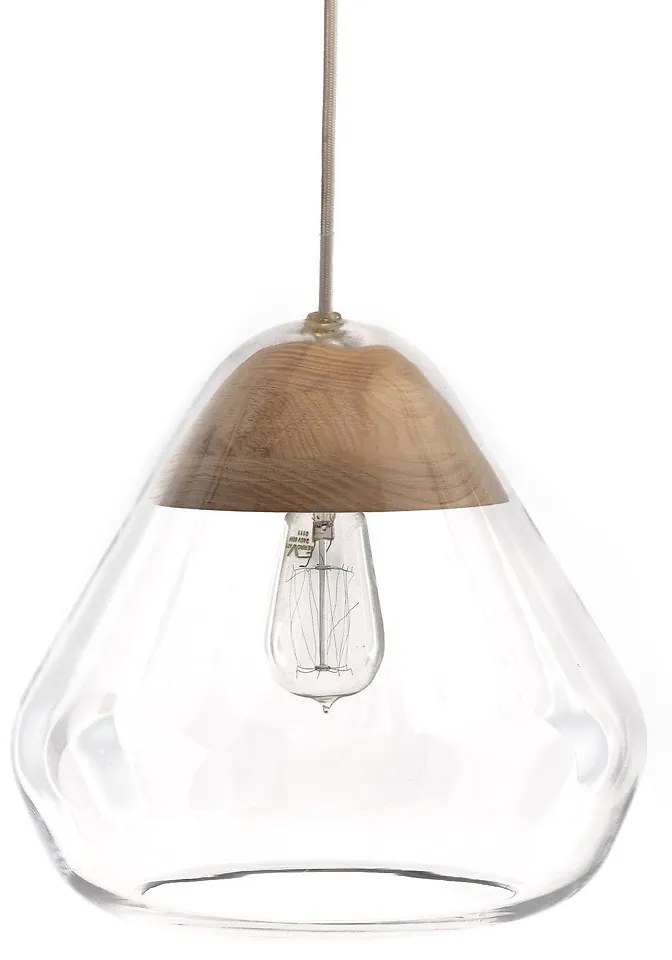 Hanglamp van glas en essenhoutØ30 cm, Nasoa