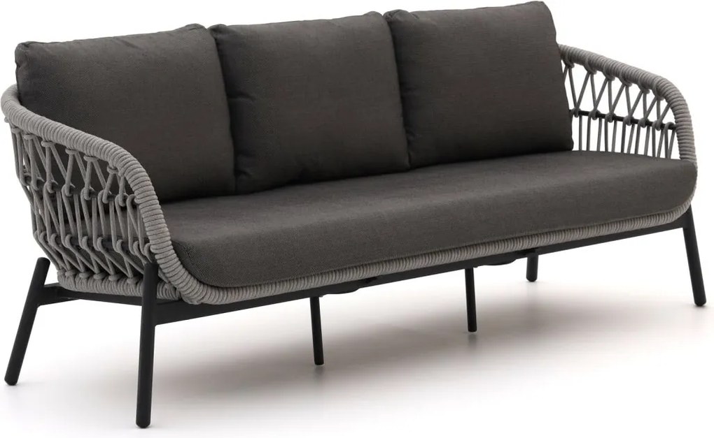 Loungebank Tuin Bellagio   | Rope (touw) | 3 personen | Tuinbank Grijs | 215cm | Incl. kussens | Kees Smit Tuinmeubelen