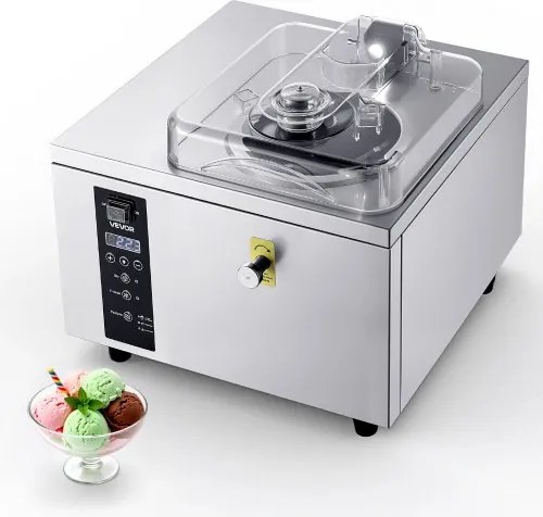 VEVOR Commerciële ijsmachine voor gelato 500 W, 5 l/u, ijsmachine met 2,8 l roestvrijstalen cilinder (304) &amp; zelfreinigend LED-bedieningspaneel &amp; hoge productiviteit voor snackbars en restaurants
