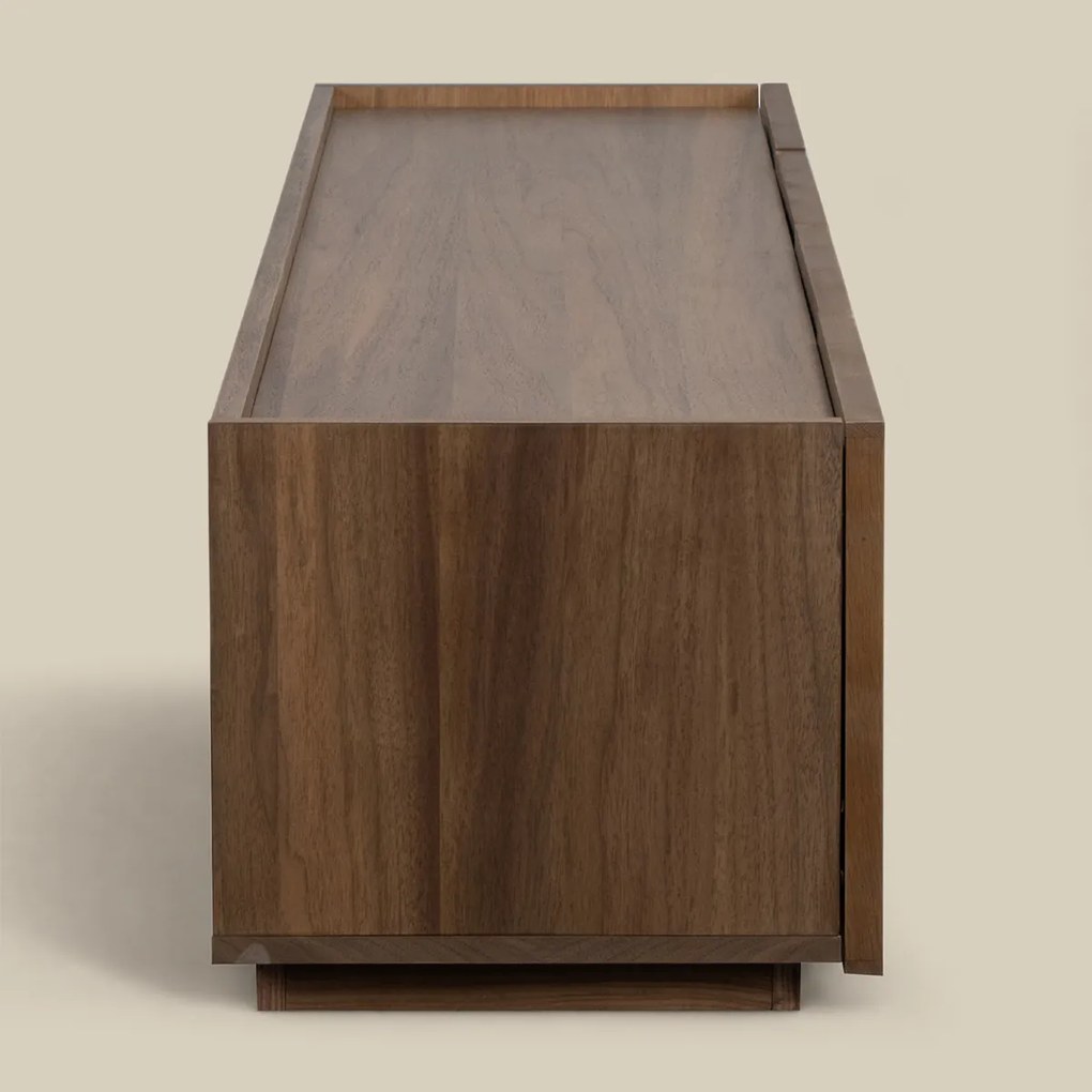 Walnoot Tv-meubel Met Stoffen Deuren 180 Cm - 180x40x40cm.