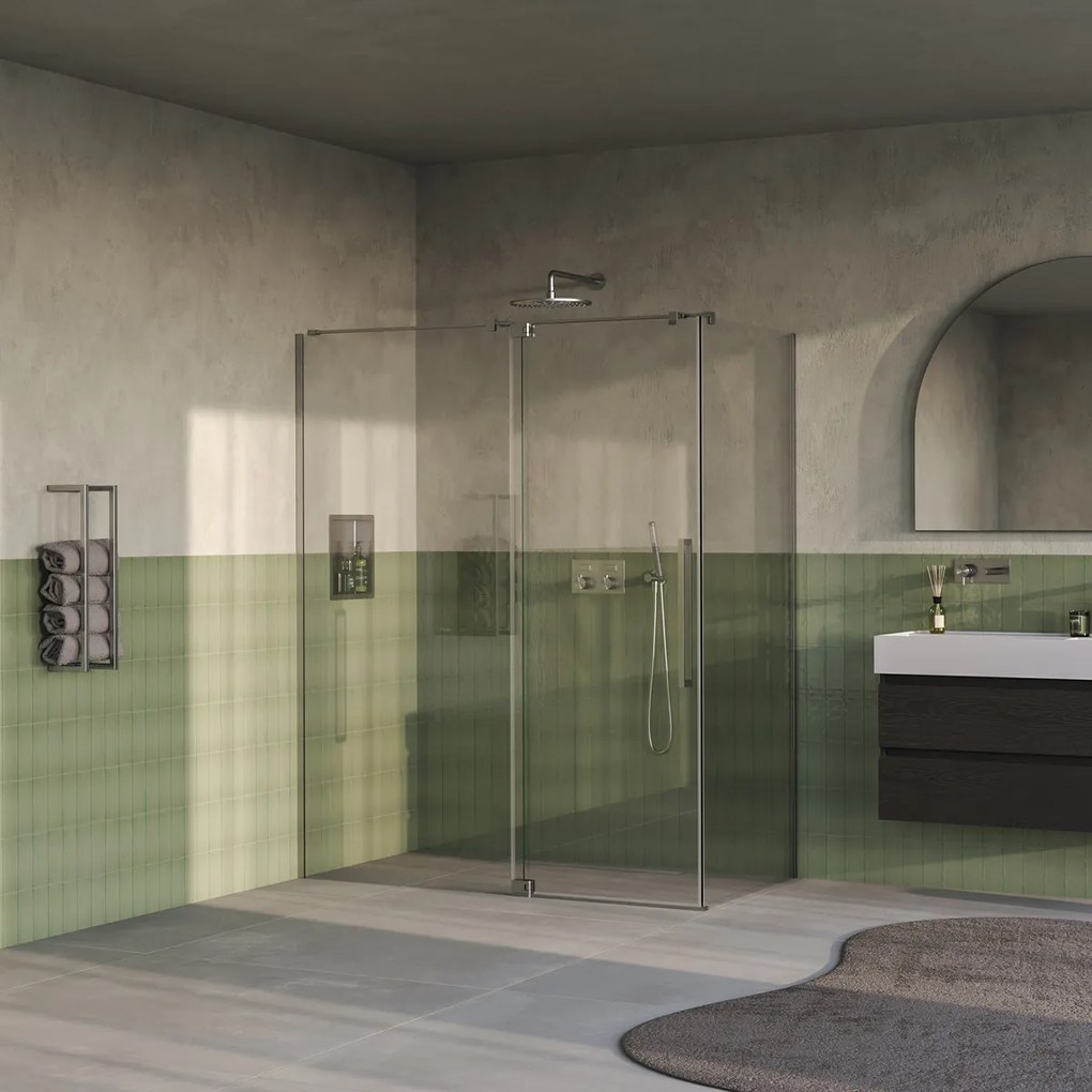 Brauer Stellar douchecabine met draaideur 160x100cm RVS geborsteld PVD