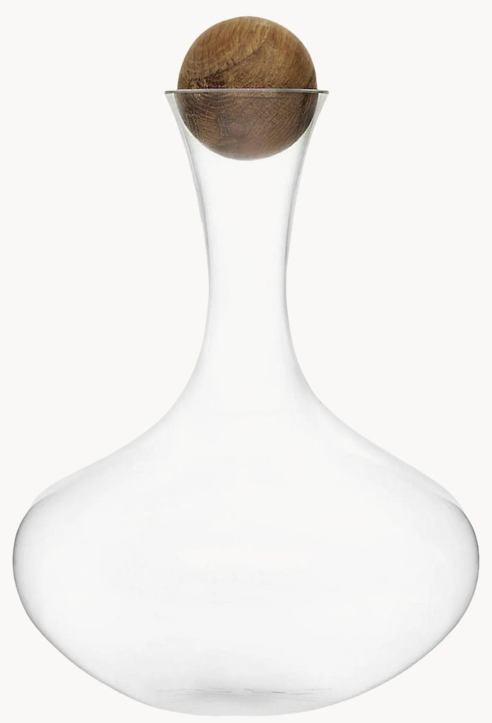 Mondgeblazen karaf Nature met eikenhouten stop, 2 L