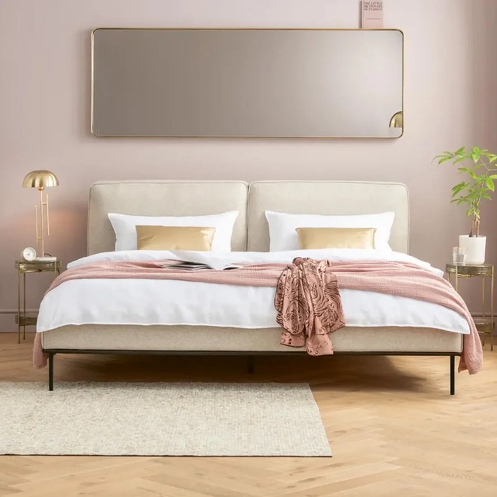 2-persoons Bedframe Beige Stof 160 Cm